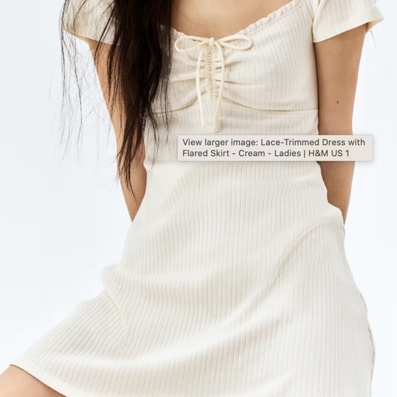 Lace Trim Black Mini Dress with Flared Skirt size small - Picture 6 of 7